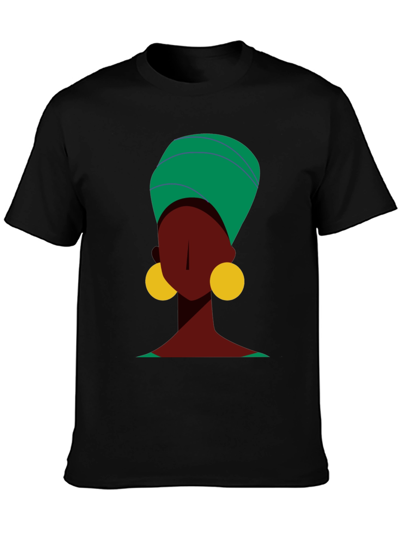 Stylish Black Tee with Abstract Woman Design