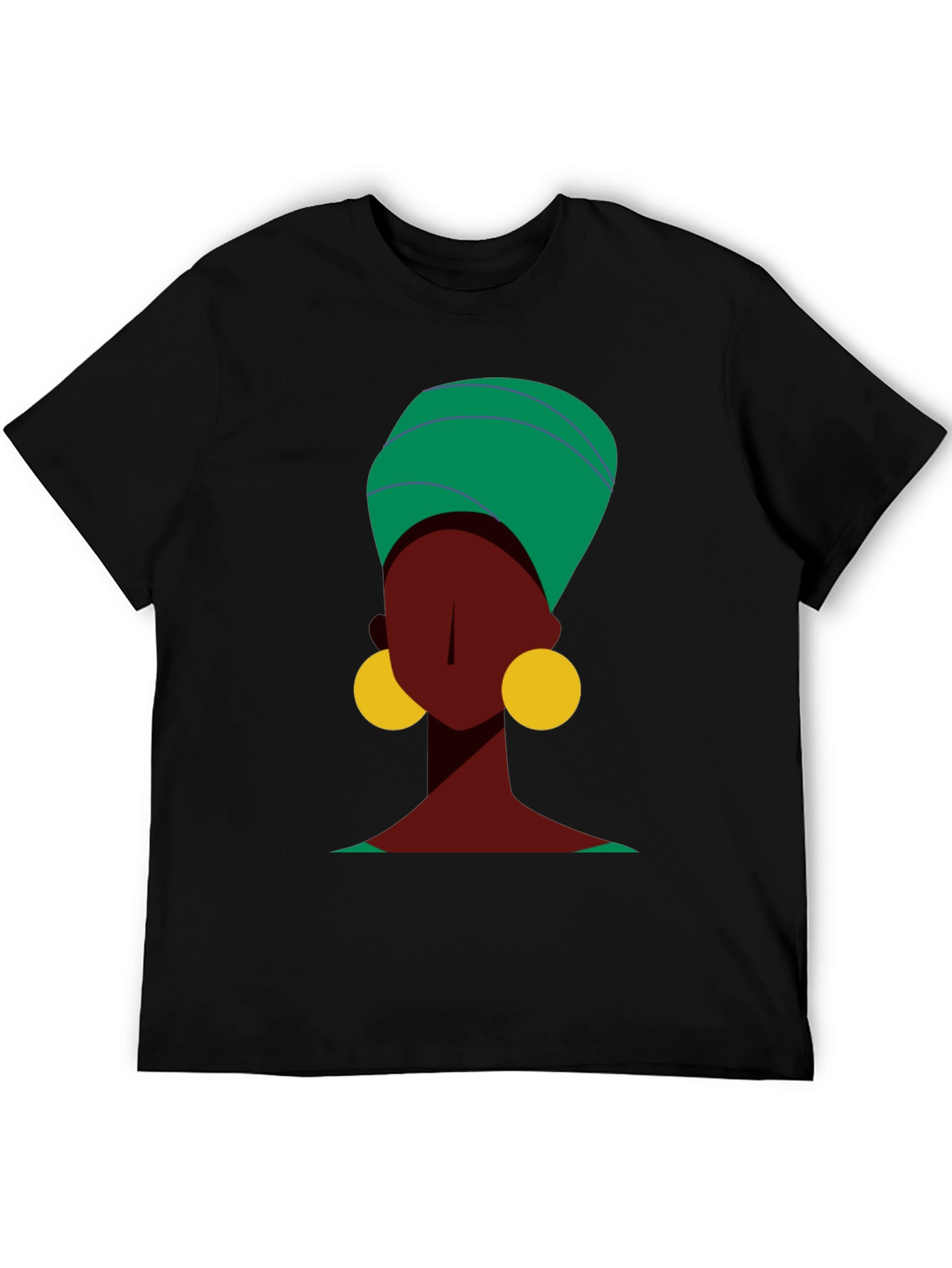 Stylish Black Tee with Abstract Woman Design