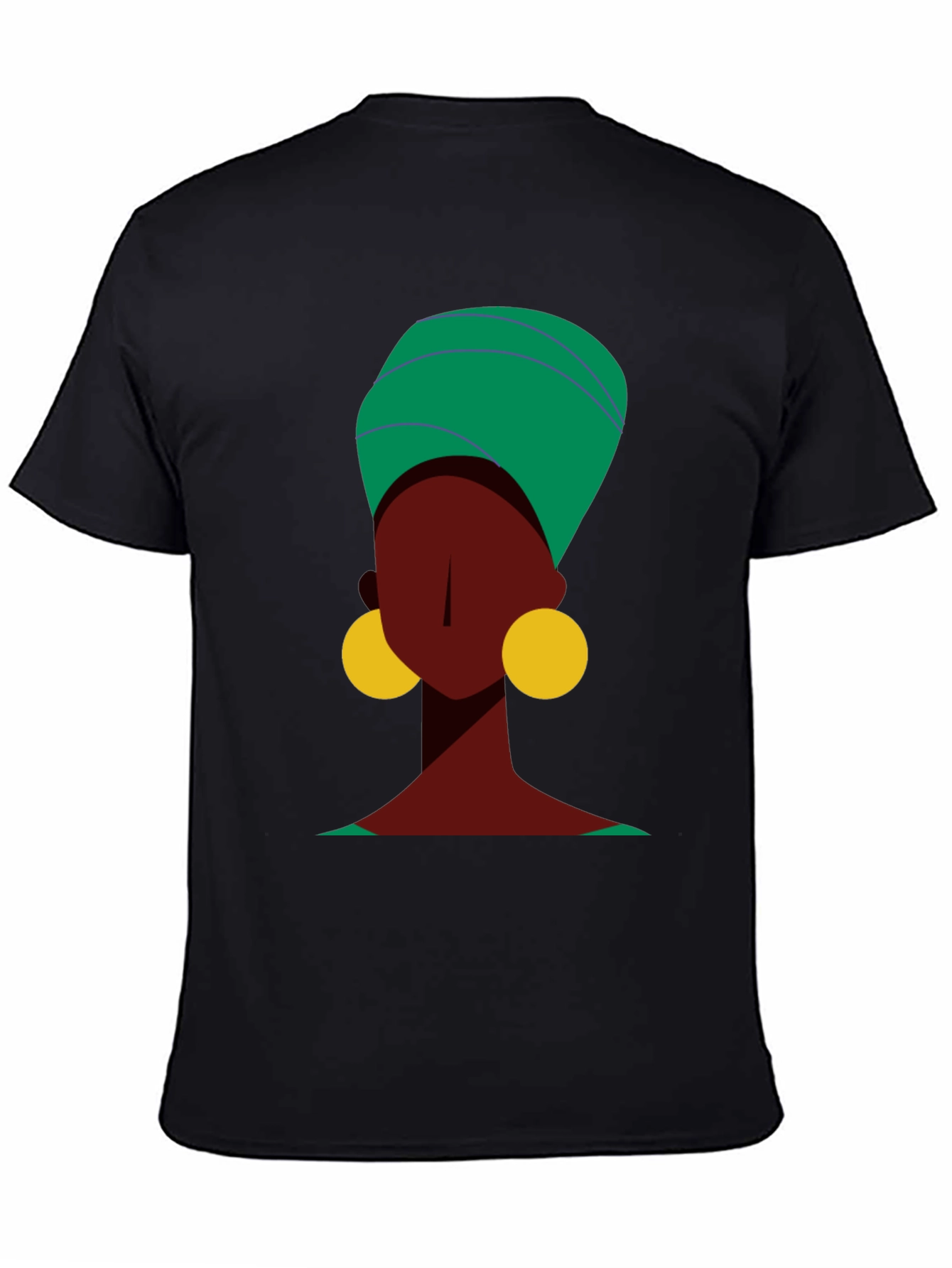 Stylish Black Tee with Abstract Woman Design