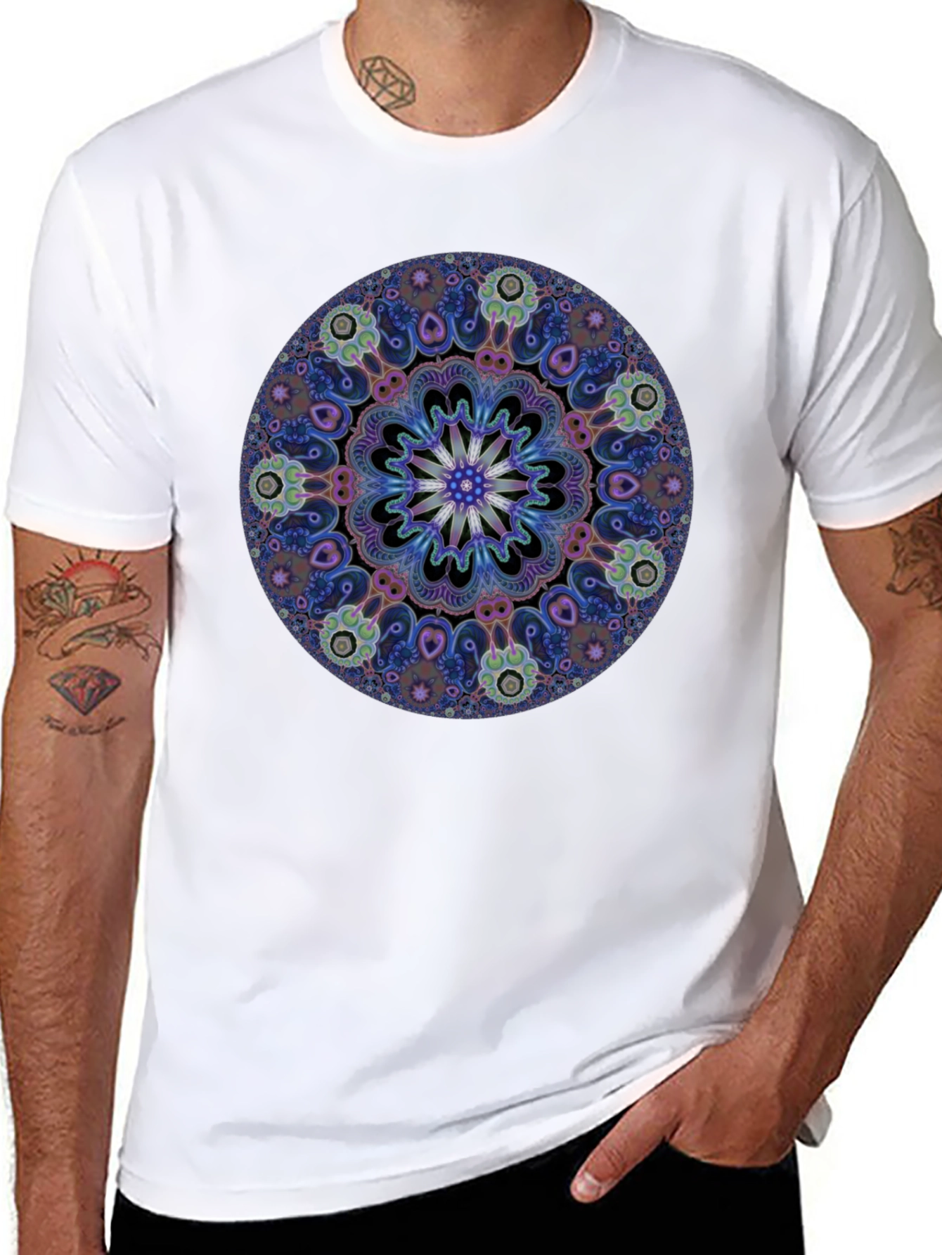 Mandala Print Black T-Shirt