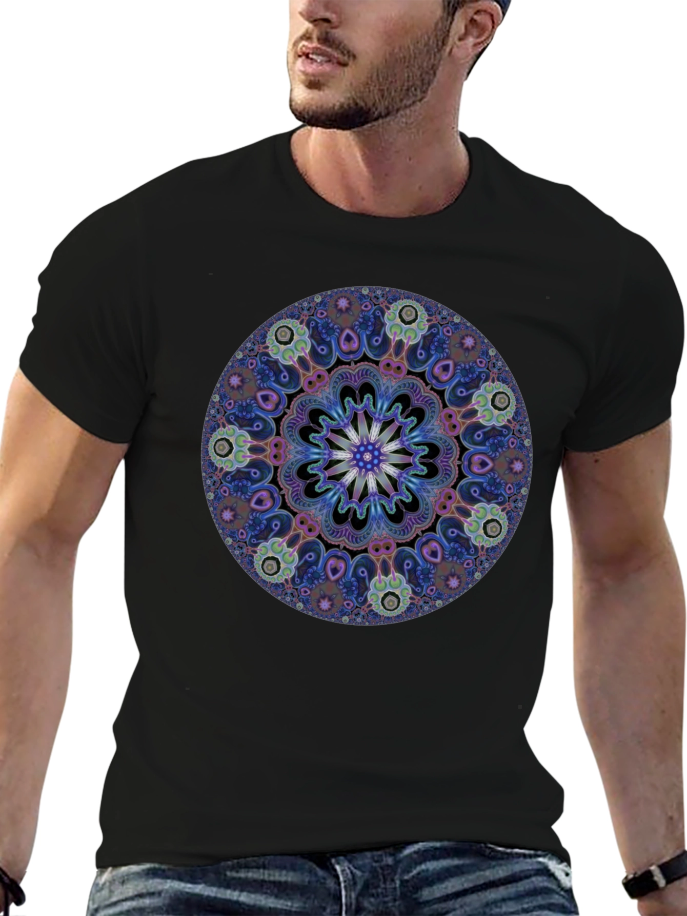 Mandala Print Black T-Shirt