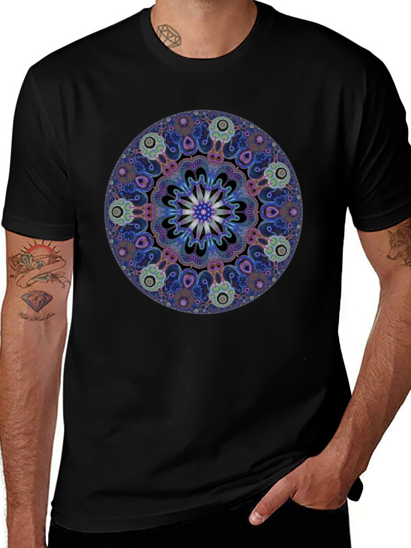 Mandala Print Black T-Shirt