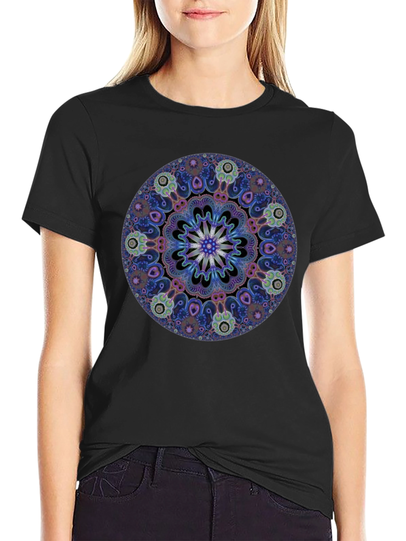 Mandala Print Black T-Shirt