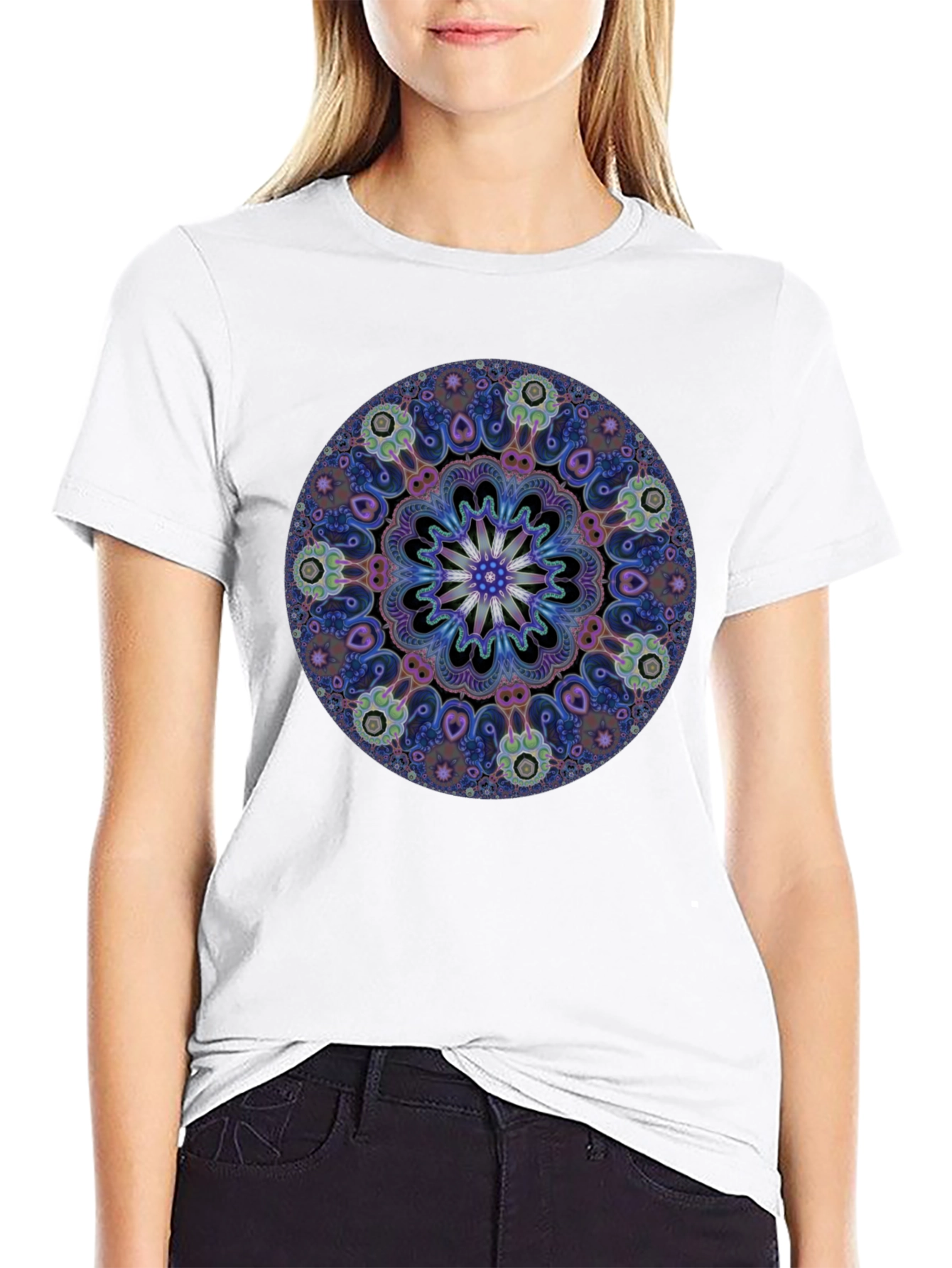 Mandala Print Black T-Shirt