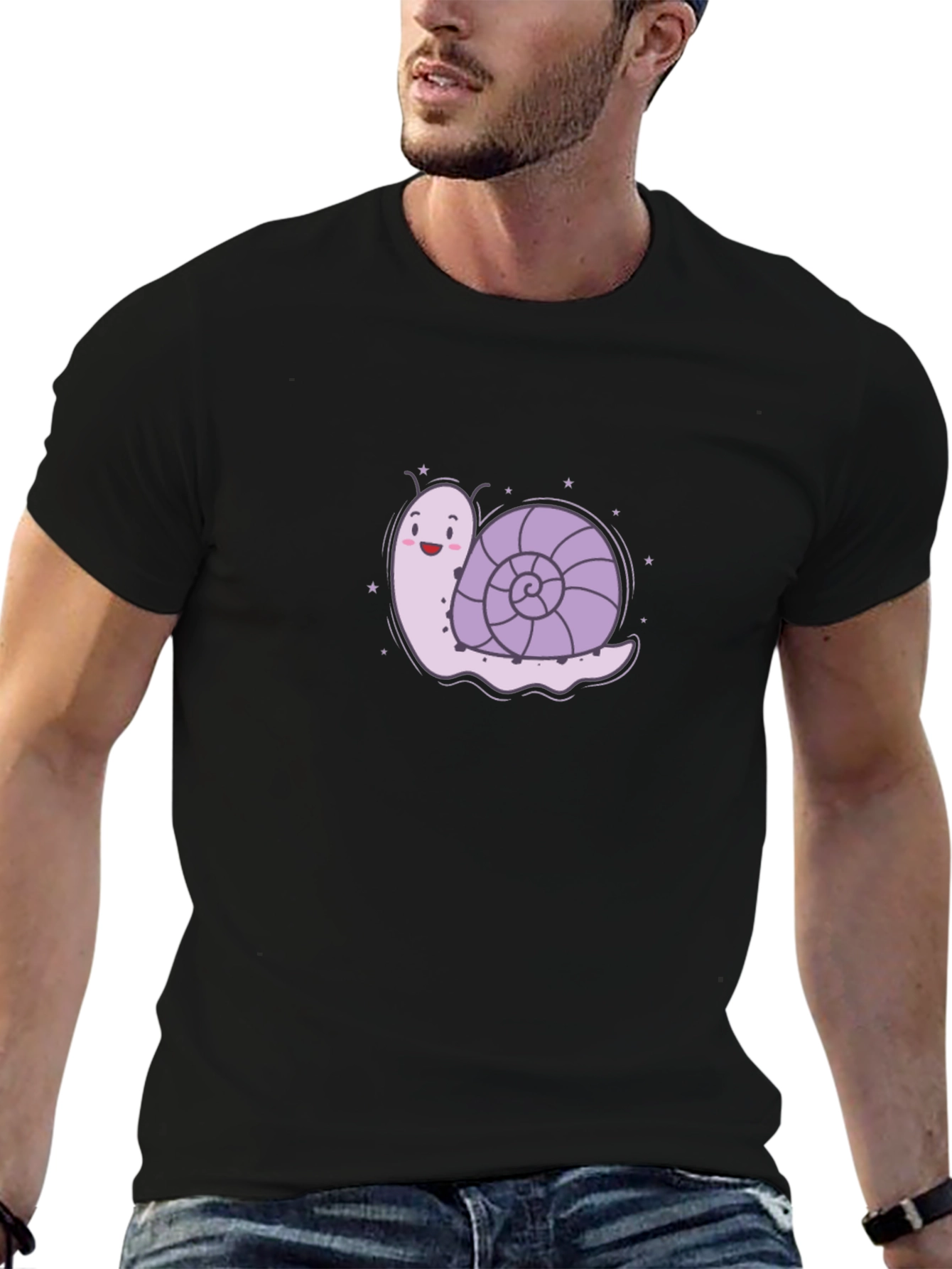 Snail Graphic Tee - Black Cotton T-Shirt