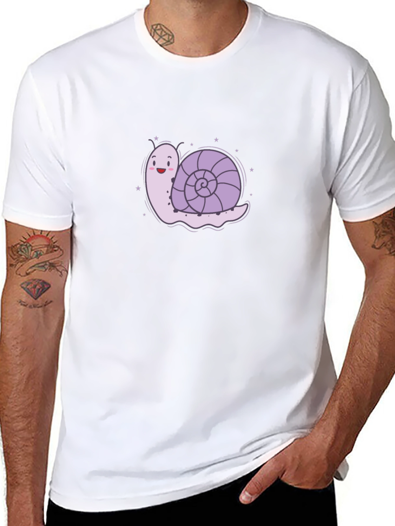 Snail Graphic Tee - Black Cotton T-Shirt
