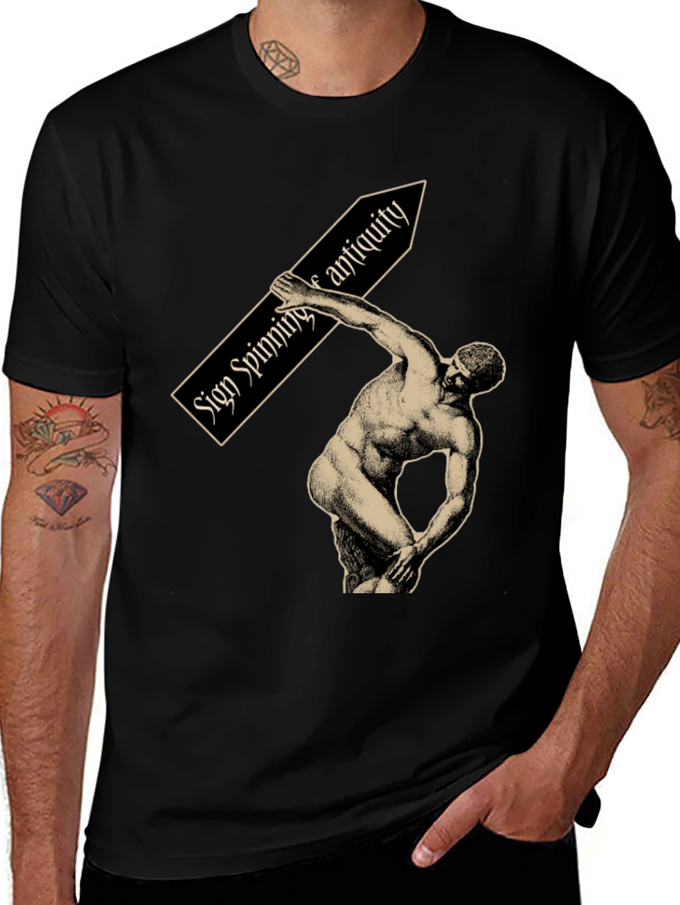 Sign Spinning Antiquity Graphic Tee - Black