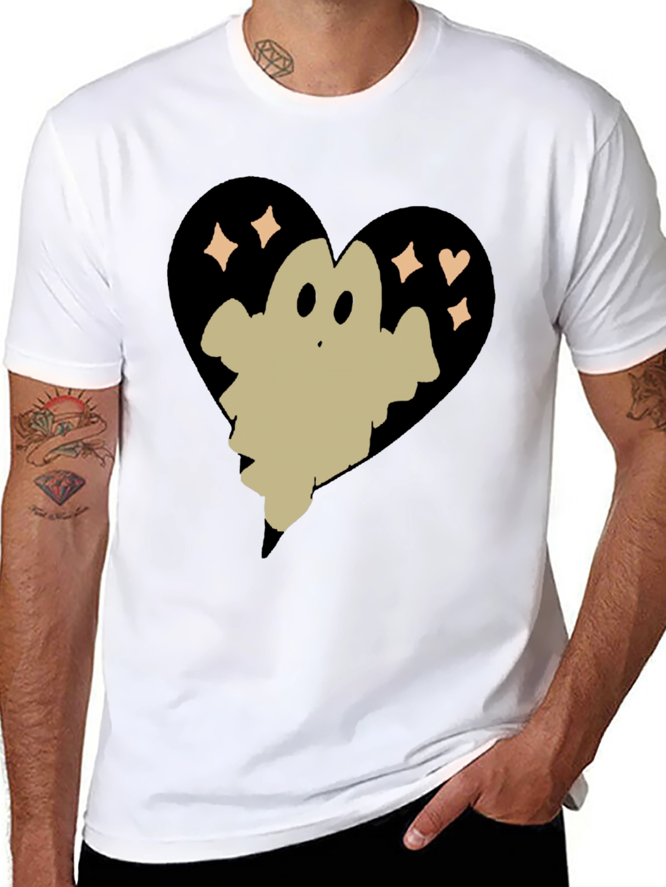 Ghost Heart Graphic Tee - Spooky Cute T-Shirt