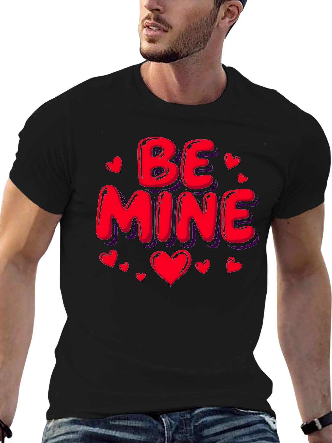 Be Mine Valentines Day Black T-Shirt