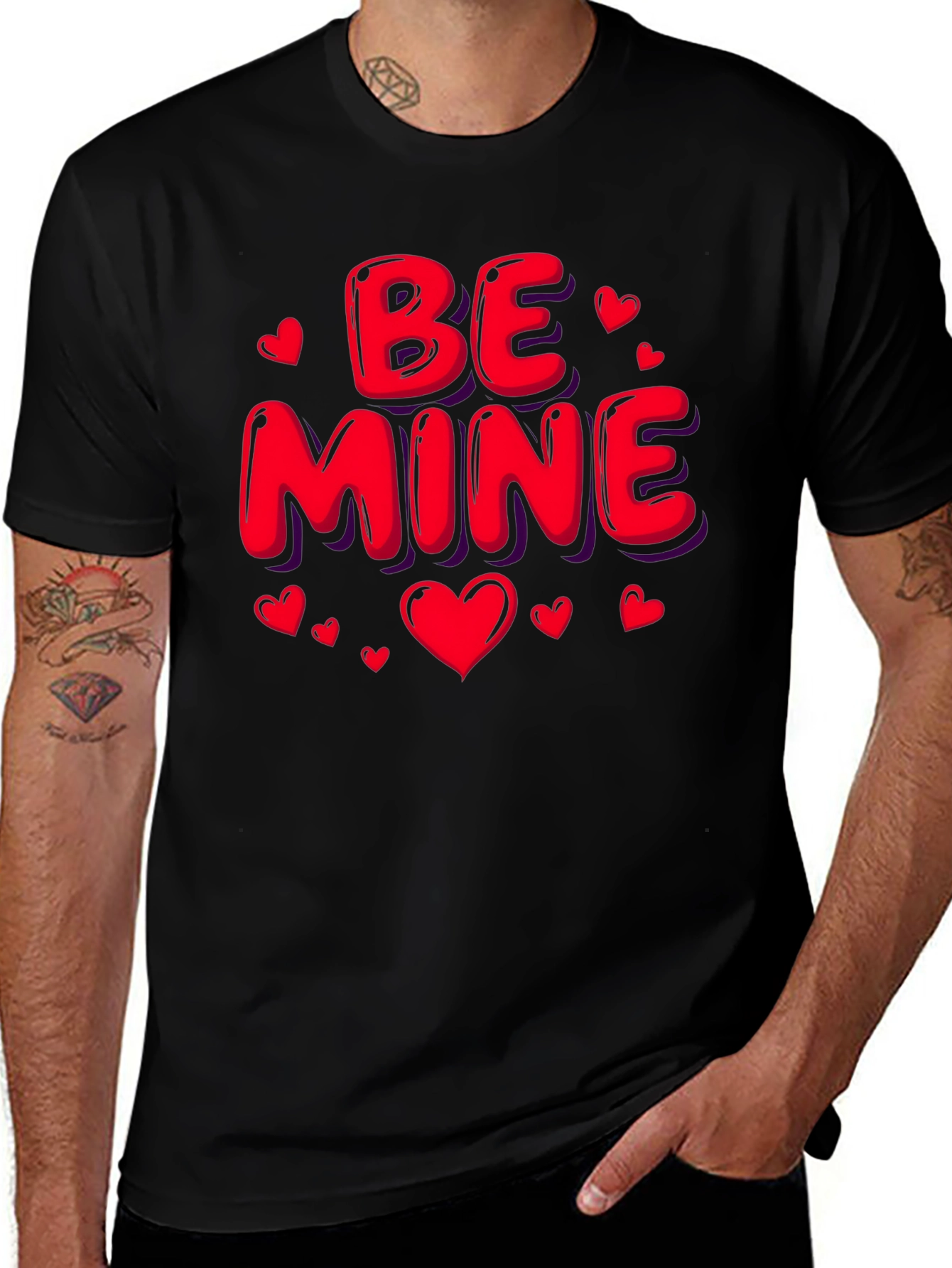Be Mine Valentines Day Black T-Shirt