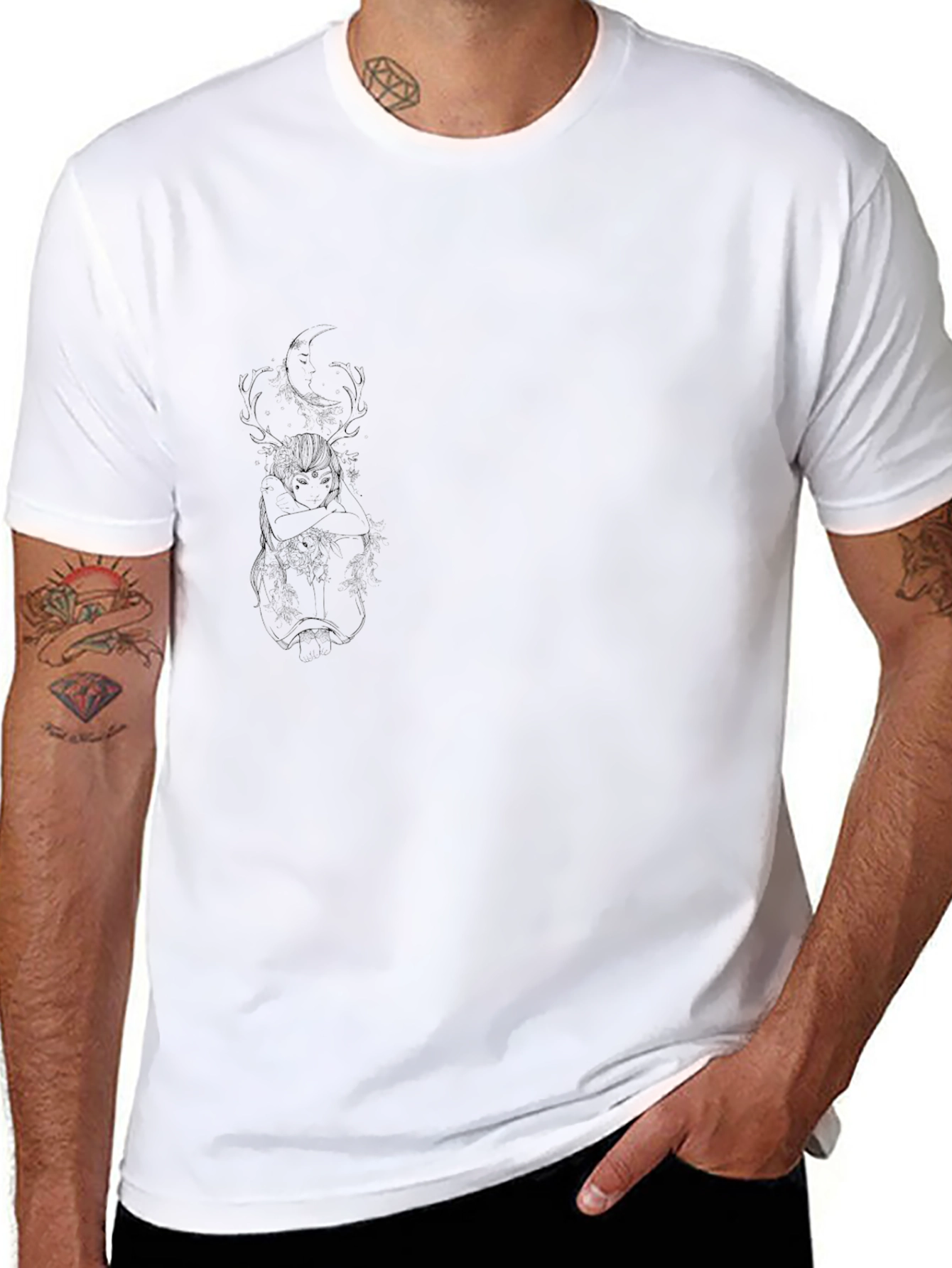 Black Graphic Tee - Manga Style Anime Art