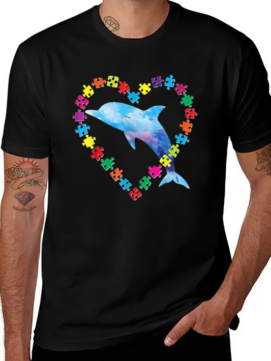 Autism Awareness Dolphin Heart T-Shirt