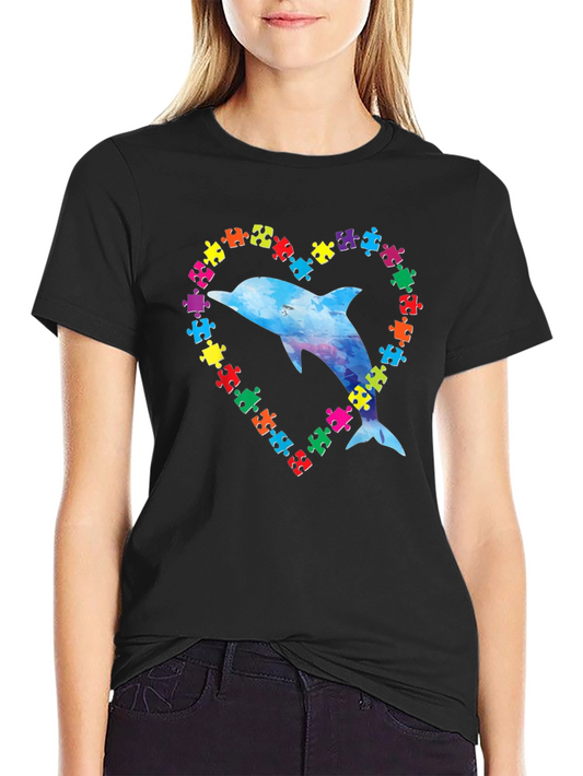 Autism Awareness Dolphin Heart T-Shirt