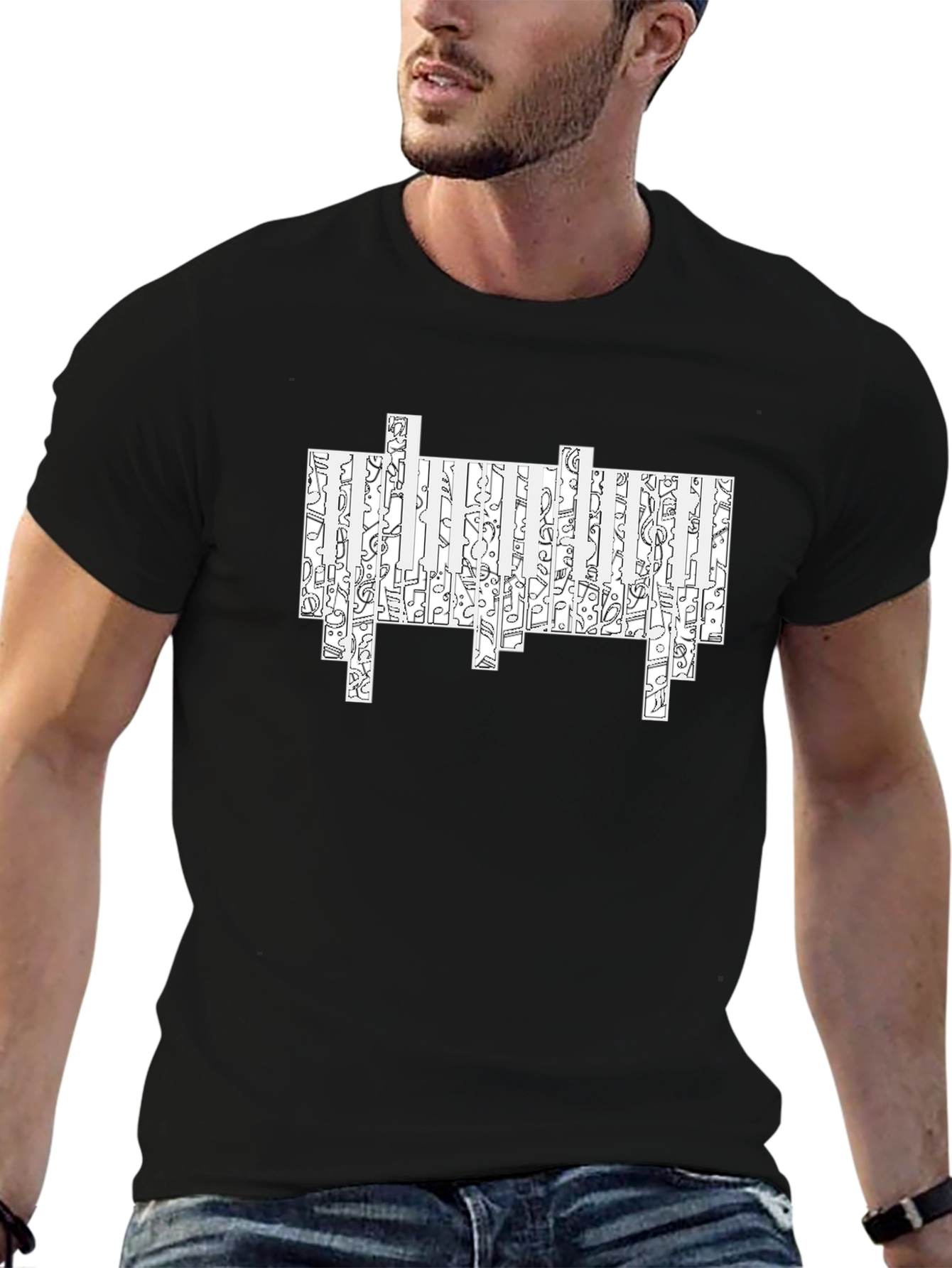 Abstract Pattern Black T-Shirt