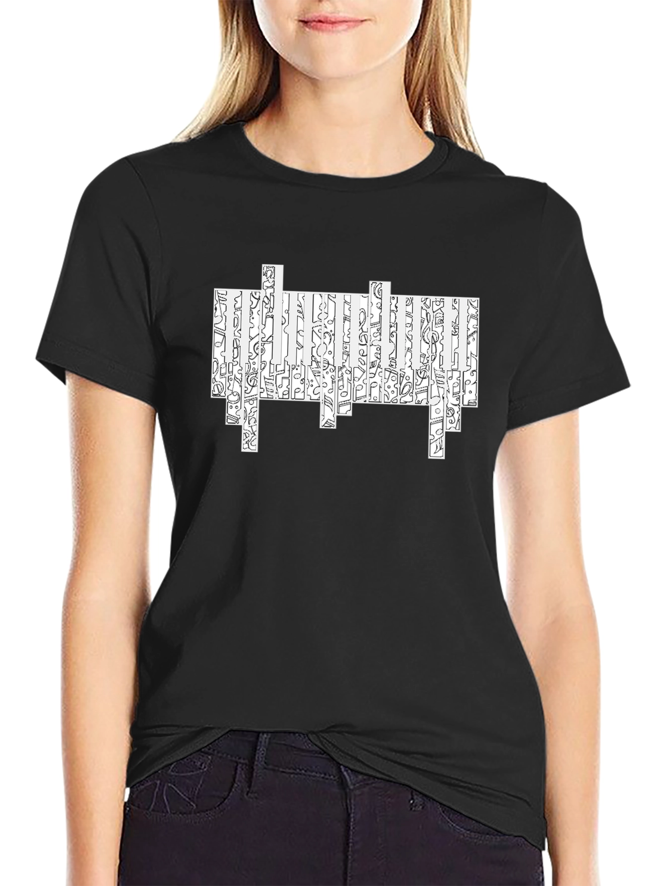 Abstract Pattern Black T-Shirt