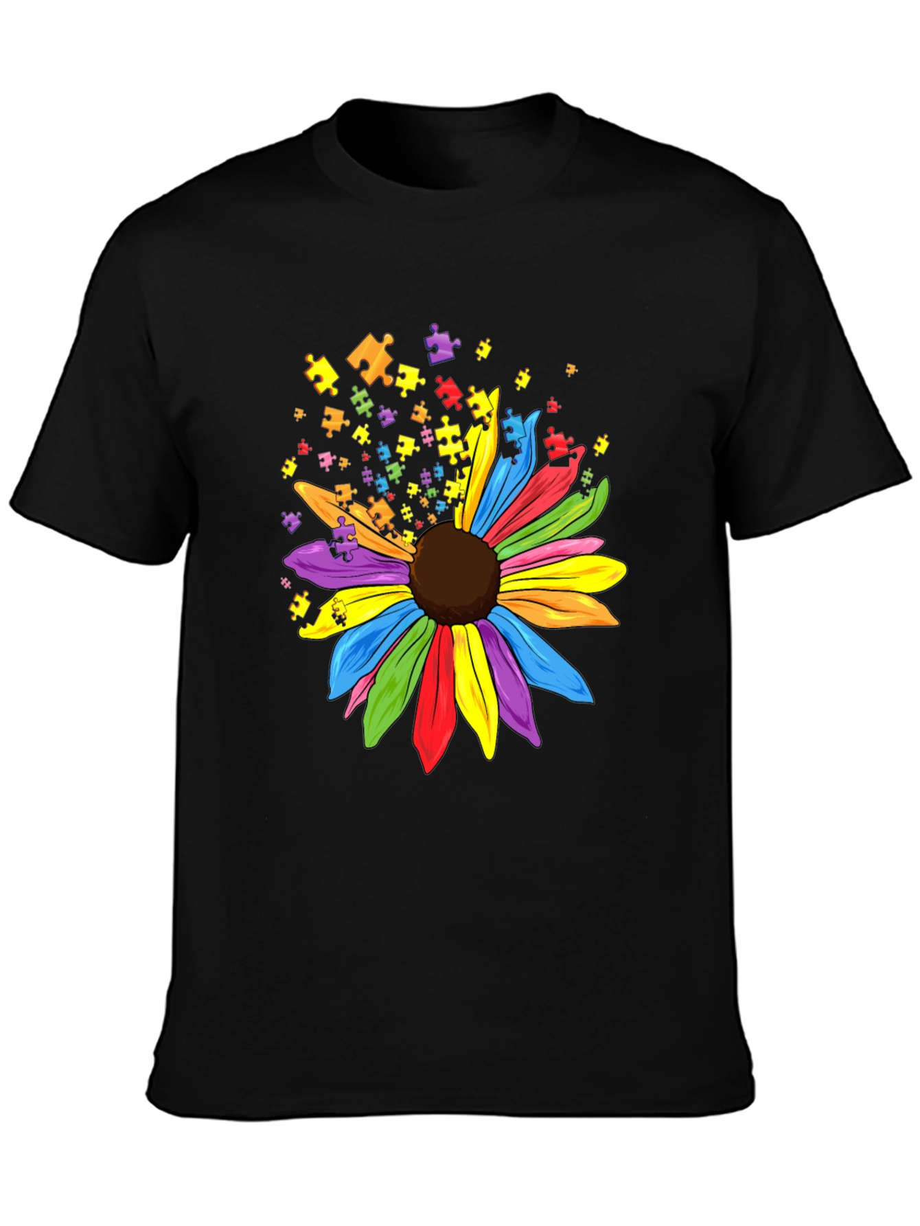 Autism Awareness Puzzle Sunflower Graphic Tee