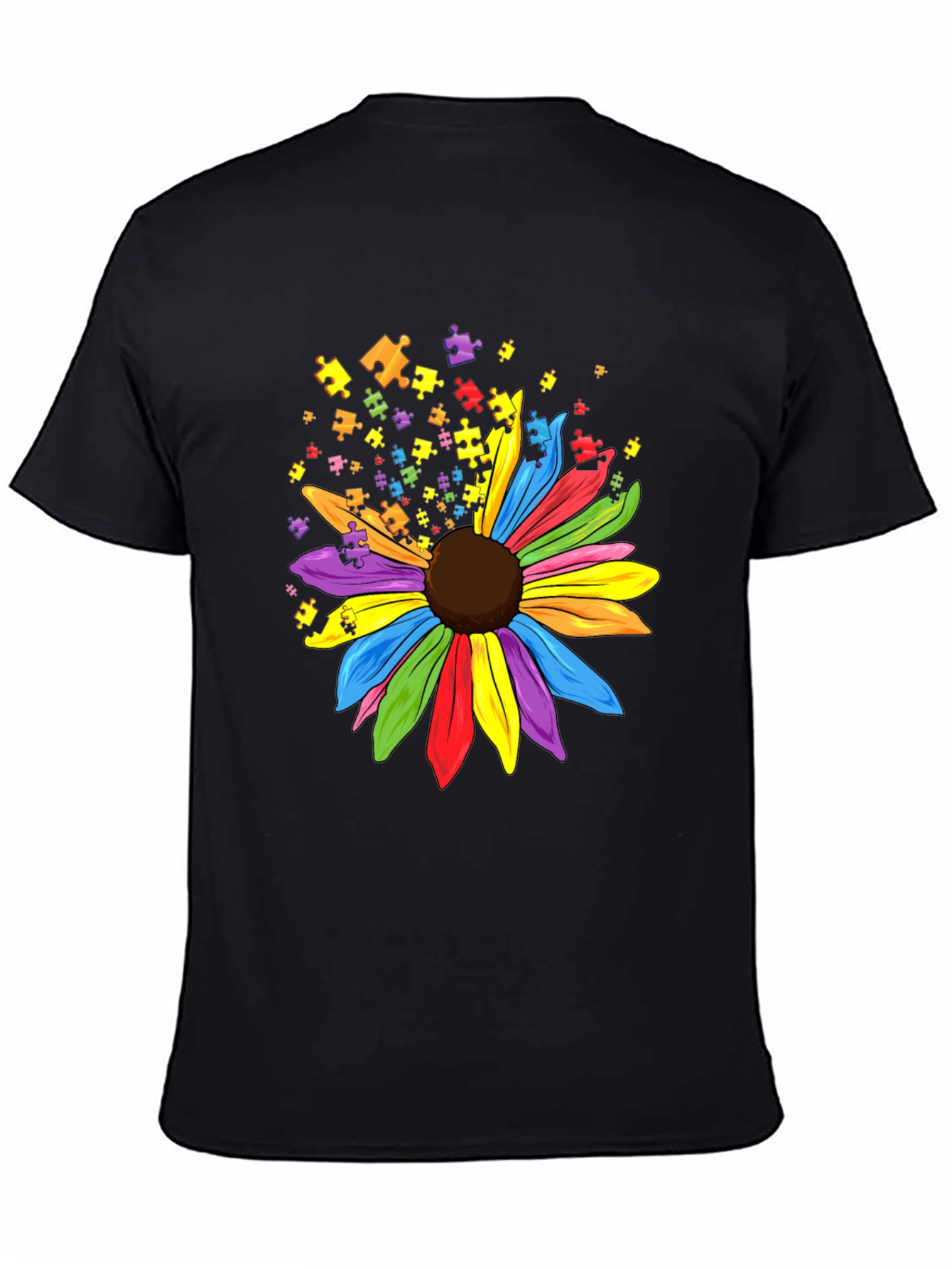 Autism Awareness Puzzle Sunflower Graphic Tee
