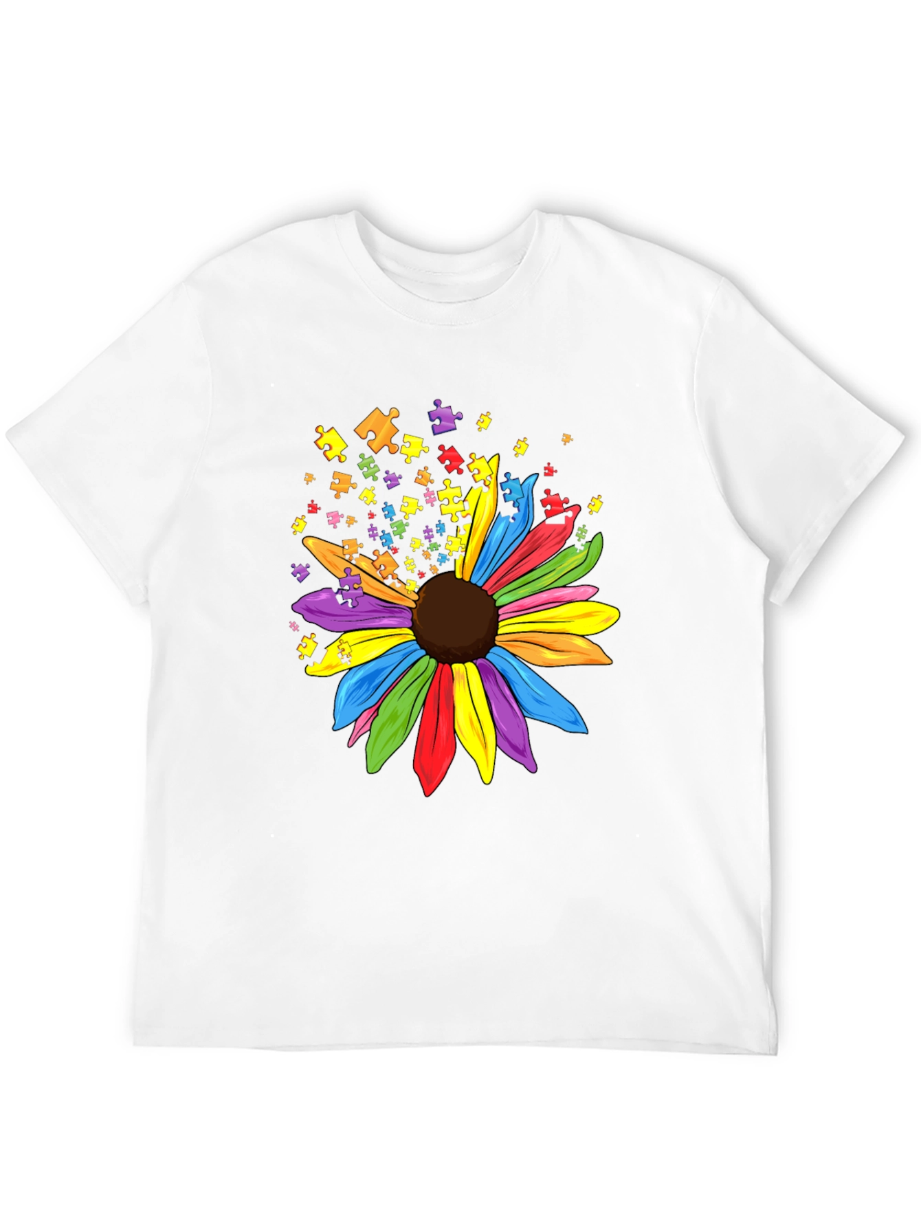 Autism Awareness Puzzle Sunflower Graphic Tee
