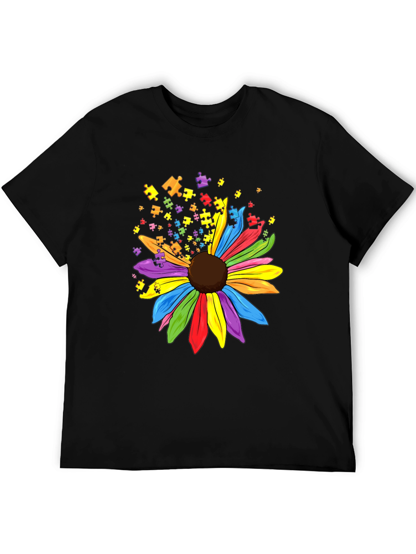 Autism Awareness Puzzle Sunflower Graphic Tee