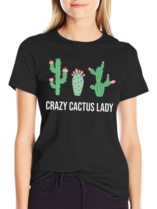 Crazy Cactus Lady Black Graphic Tee