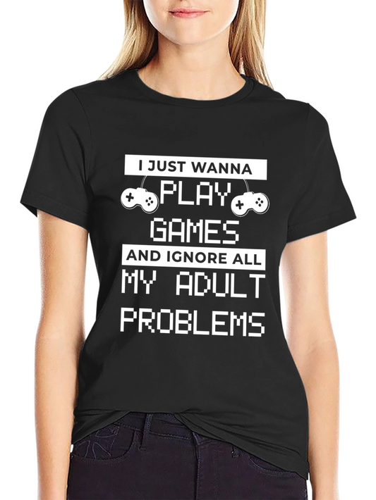Gamer T-Shirt - Ignore Adult Problems - Black Cotton Tee