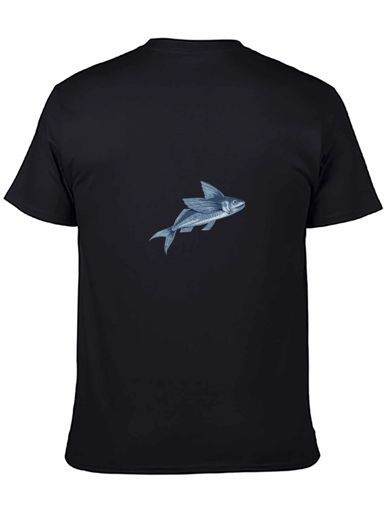 Black T-Shirt with Flying Fish Graphic