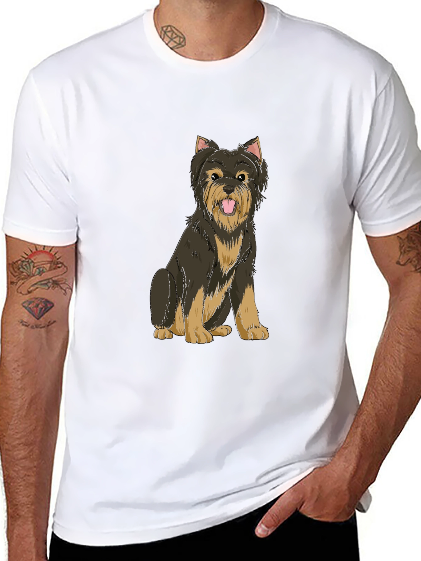 Yorkie Dog Graphic Black T-Shirt