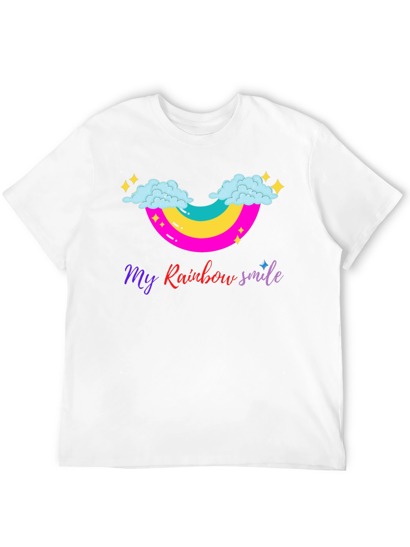 Rainbow Smile Graphic Tee - Black Cotton T-Shirt
