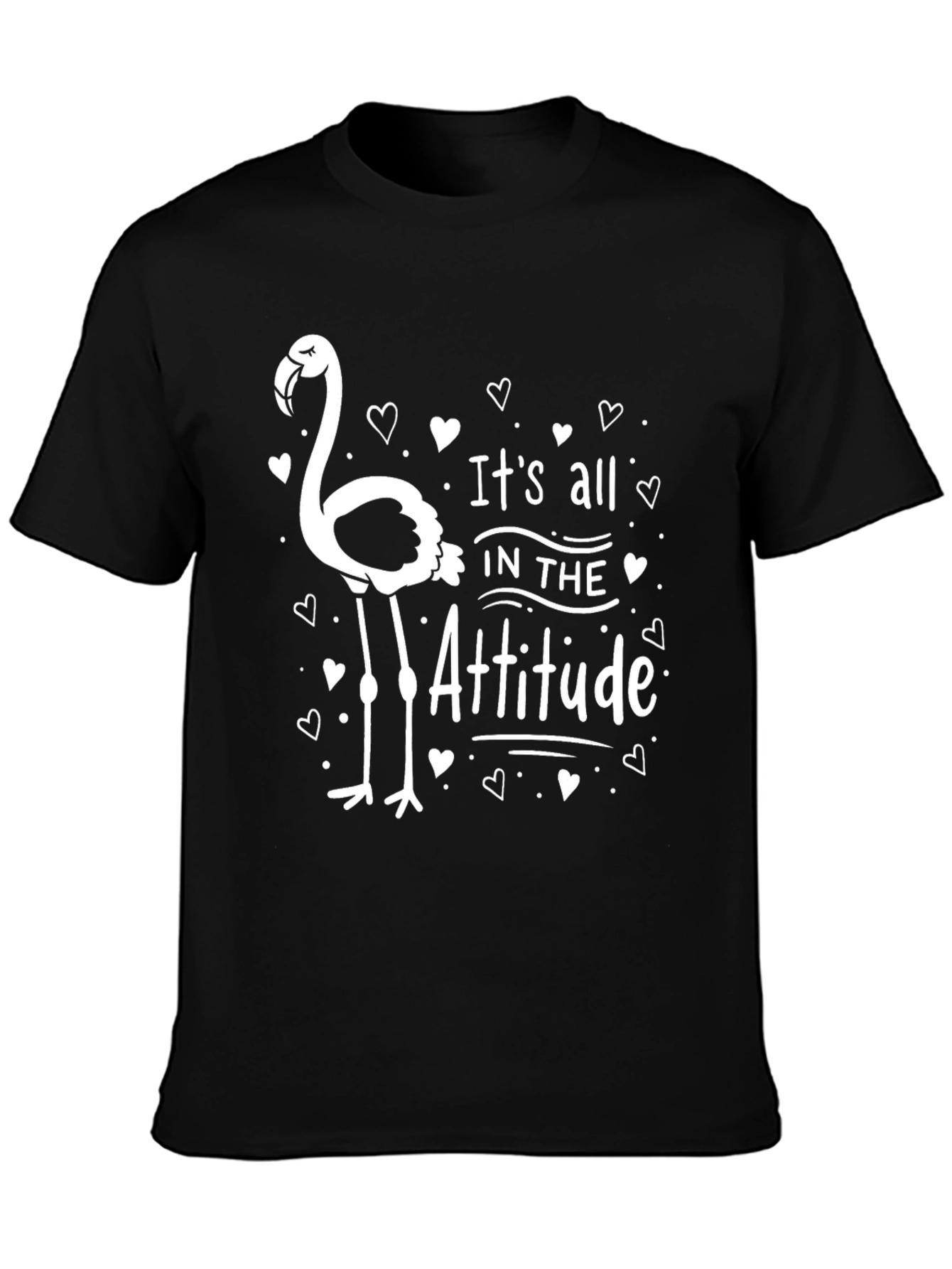 Attitude Flamingo Graphic Tee - Black Unisex