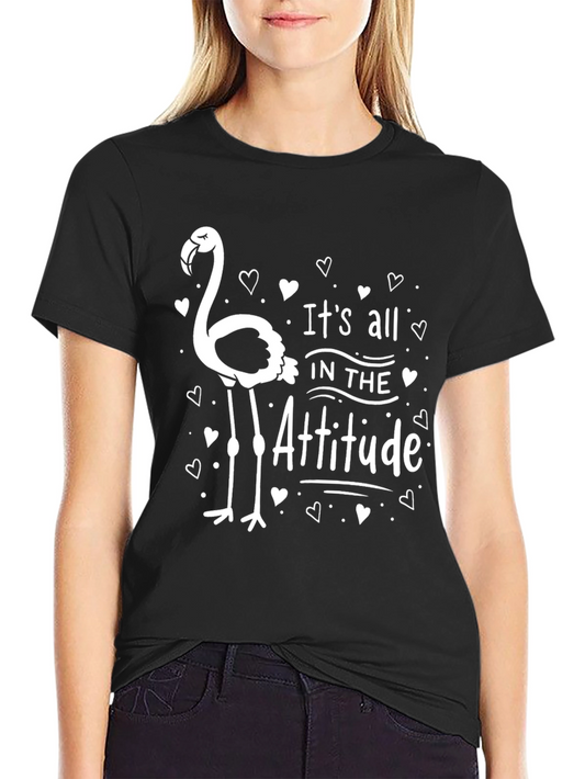 Attitude Flamingo Graphic Tee - Black Unisex