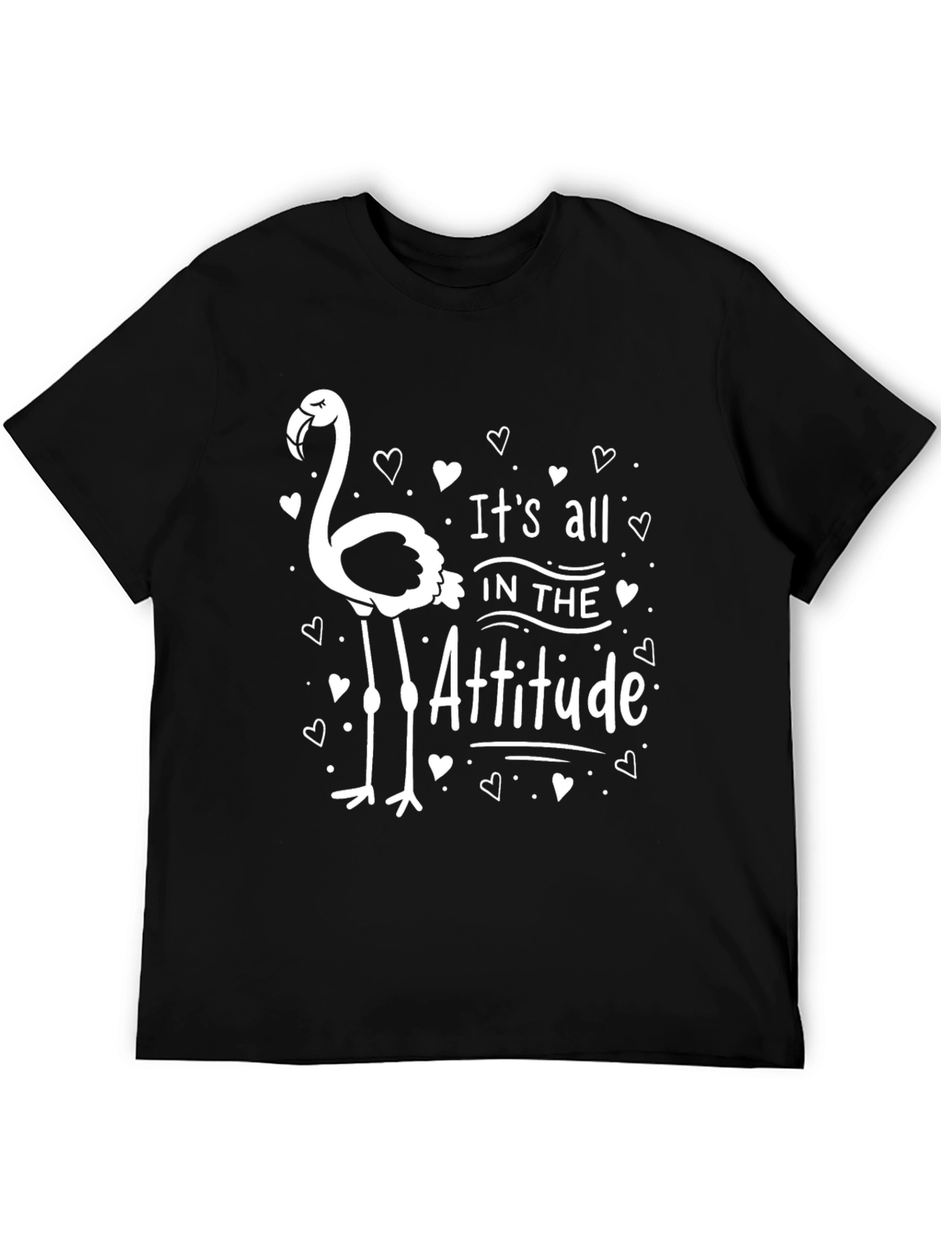 Attitude Flamingo Graphic Tee - Black Unisex