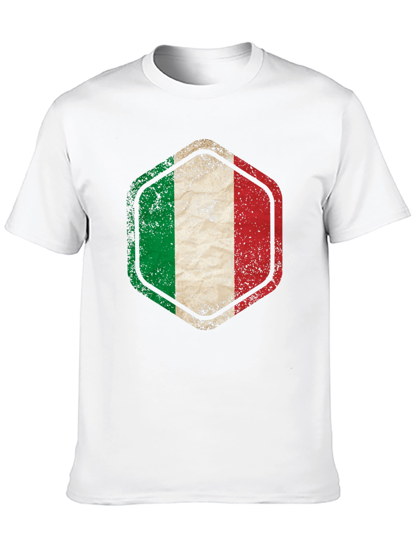 Italy Flag Hexagon Black T-Shirt