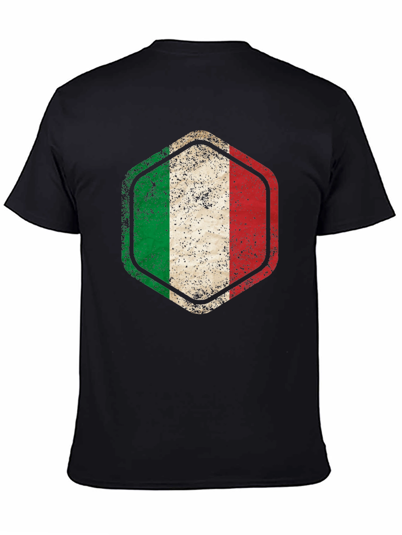 Italy Flag Hexagon Black T-Shirt