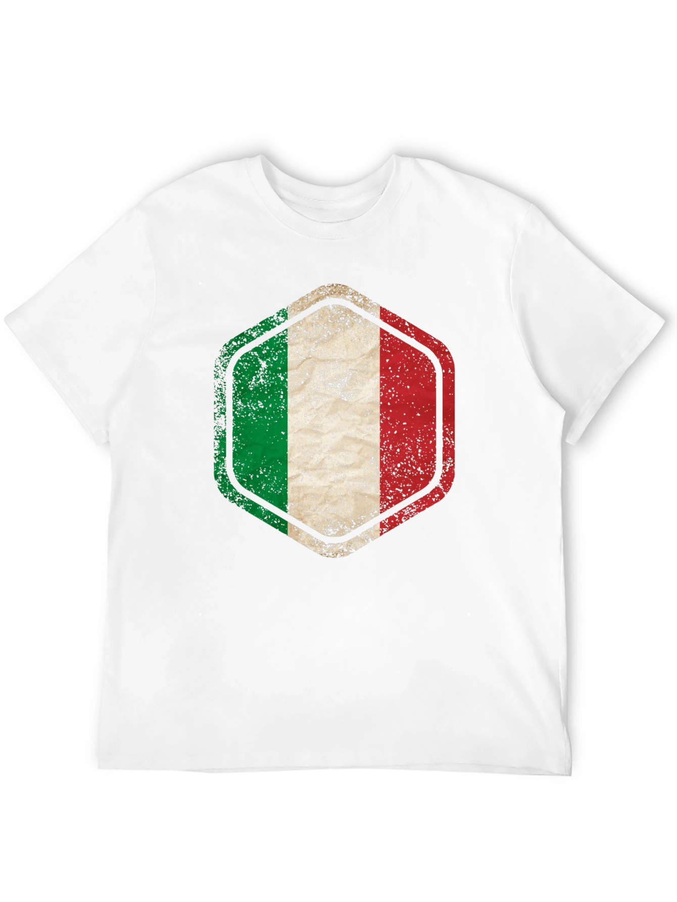 Italy Flag Hexagon Black T-Shirt