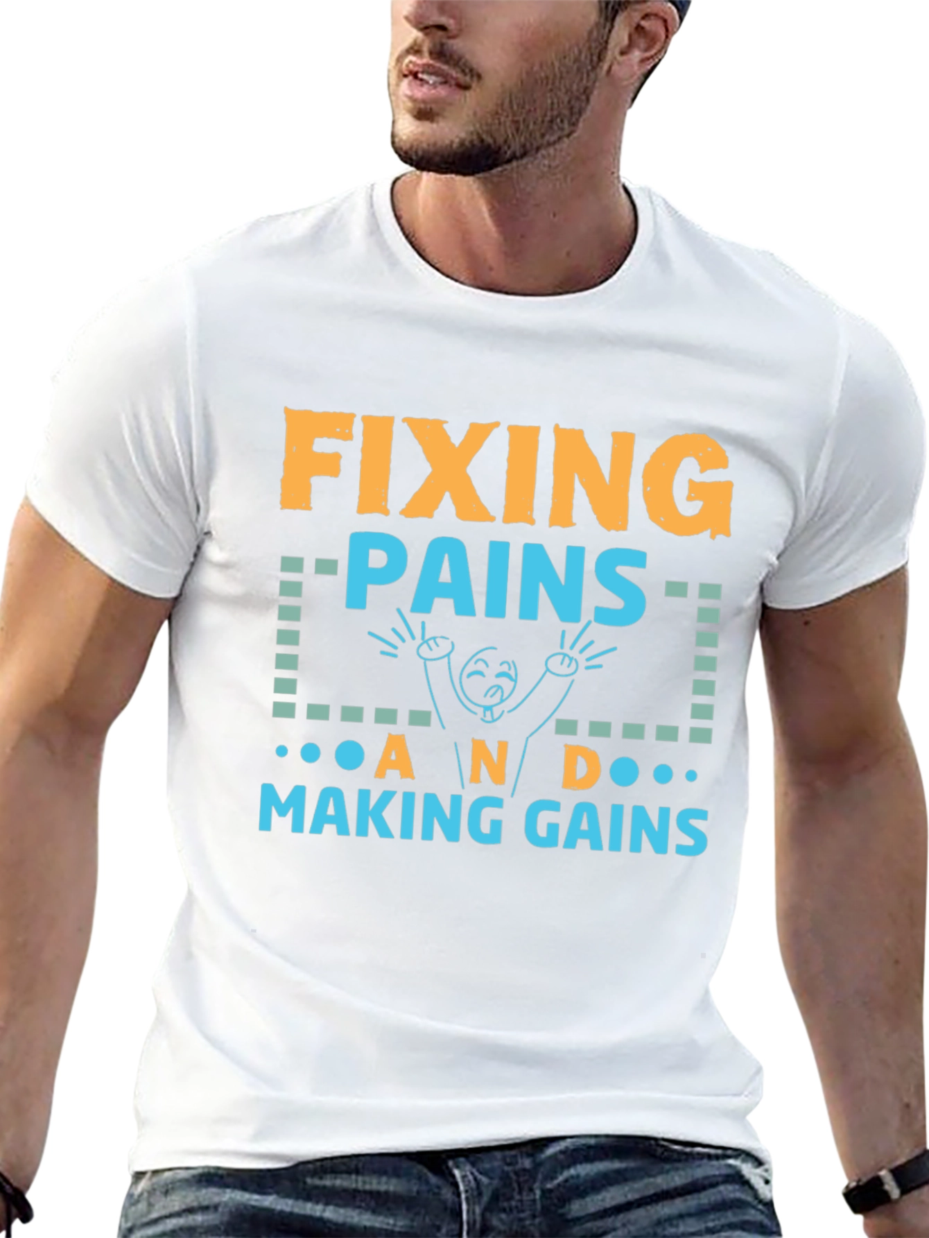 Fixing Pains Making Gains Black Graphic T-Shirt