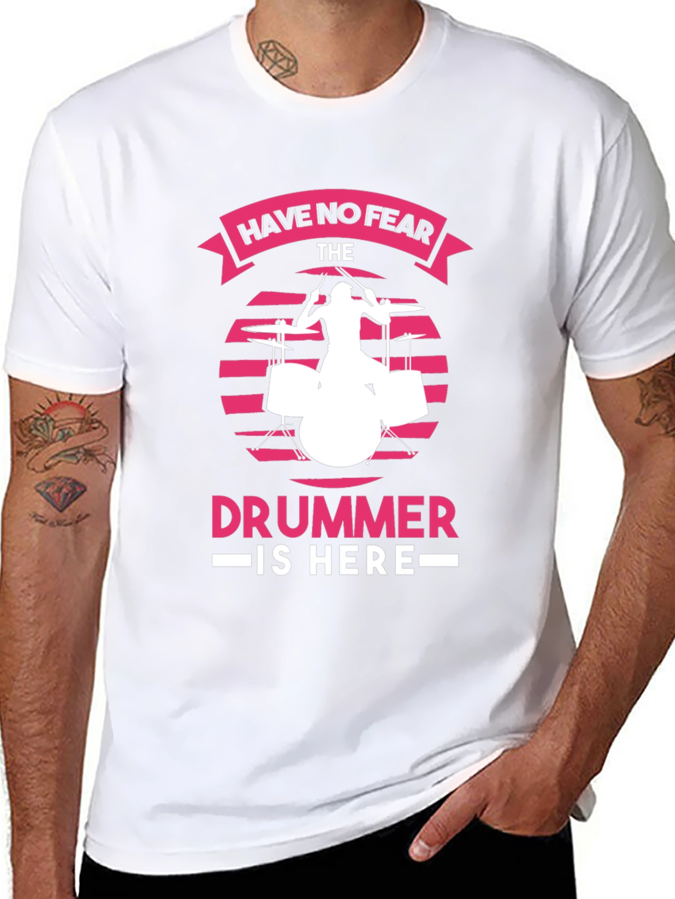 Have No Fear The Drummer is Here Black T-Shirt