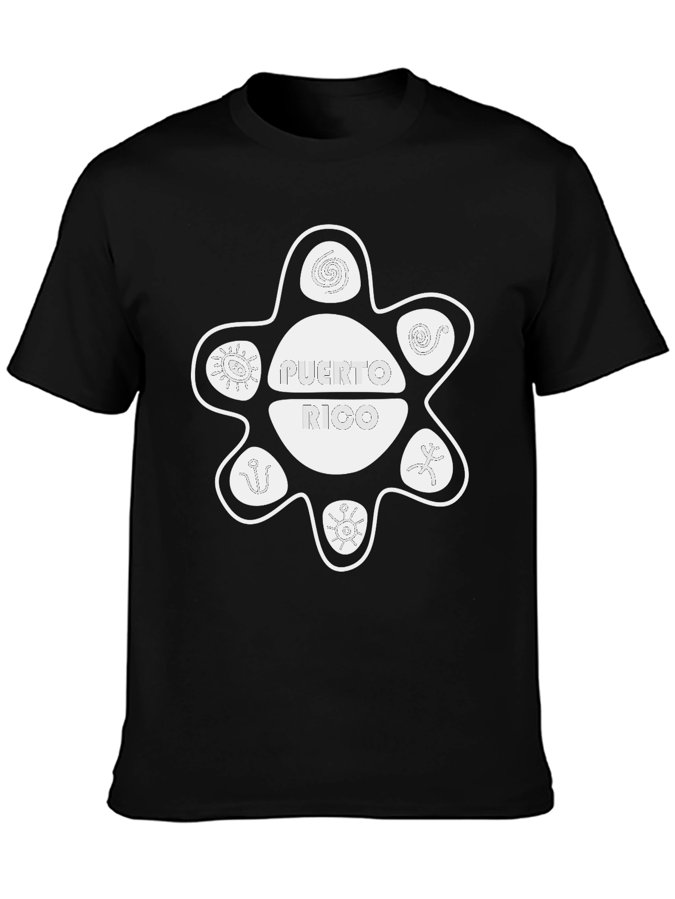 Puerto Rico Sun Taino Symbol Black T-Shirt