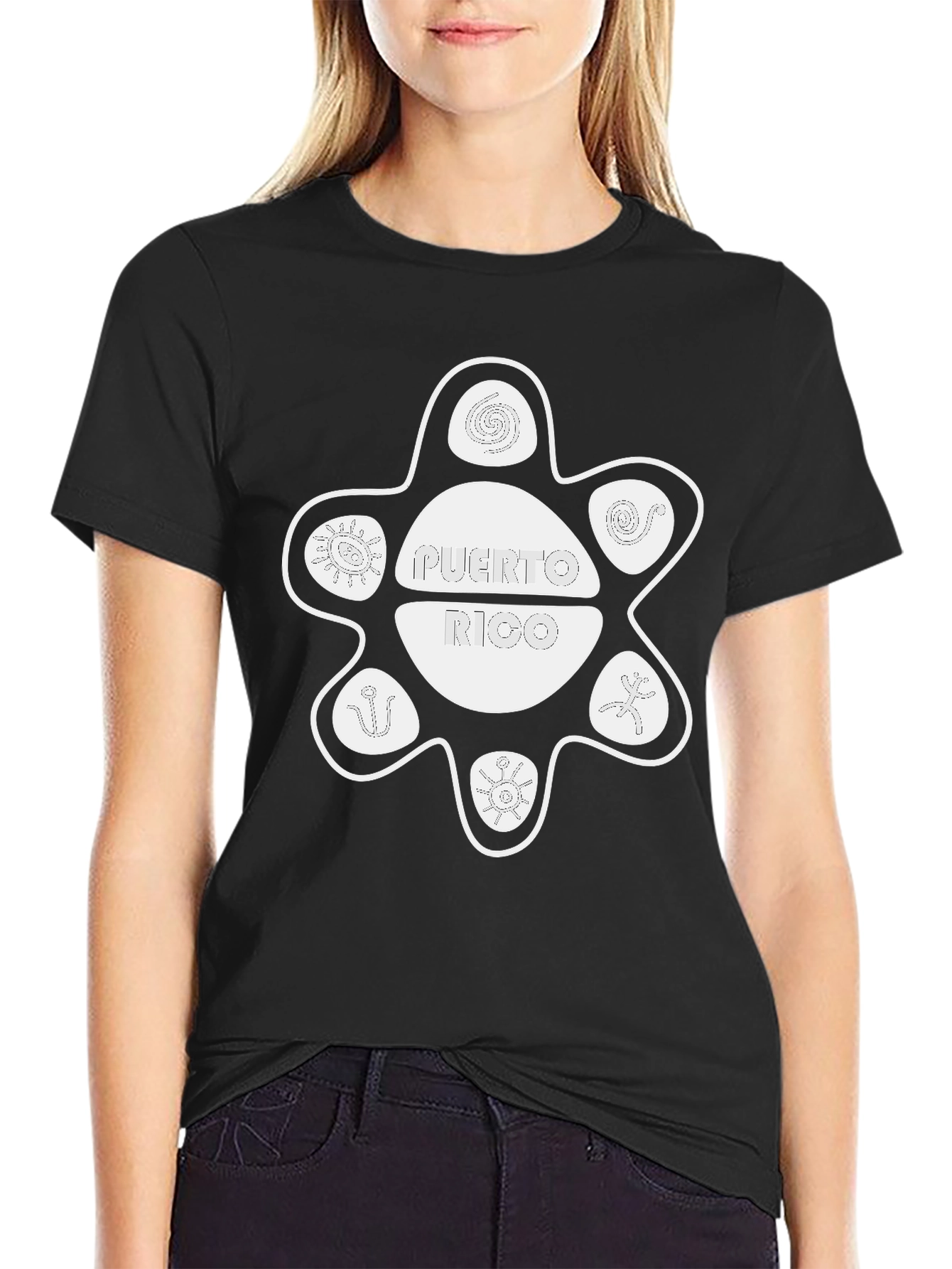 Puerto Rico Sun Taino Symbol Black T-Shirt