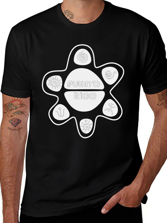 Puerto Rico Sun Taino Symbol Black T-Shirt
