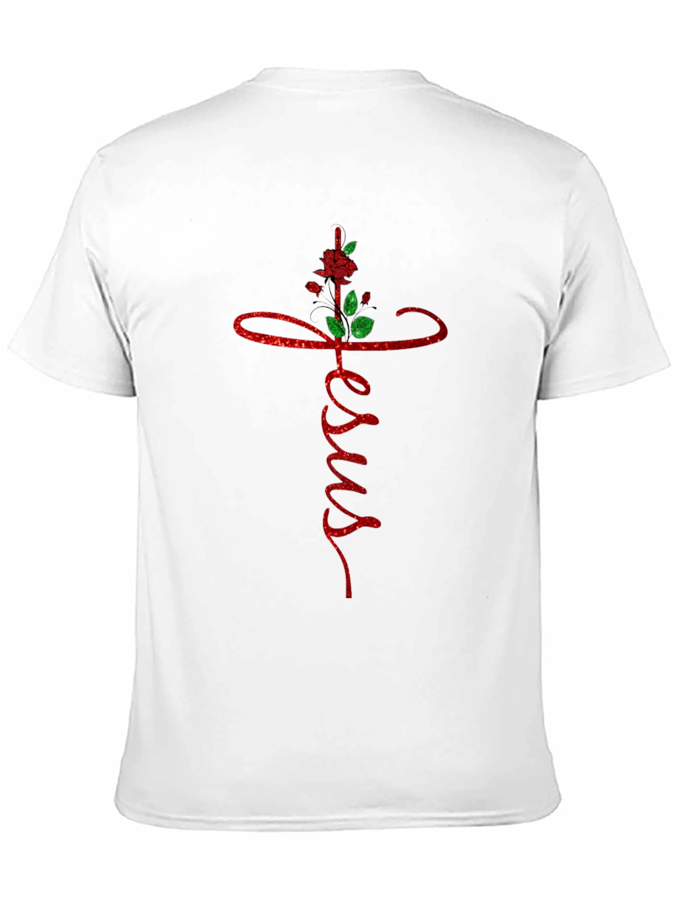 Jesus Cross Rose Graphic Tee - Black