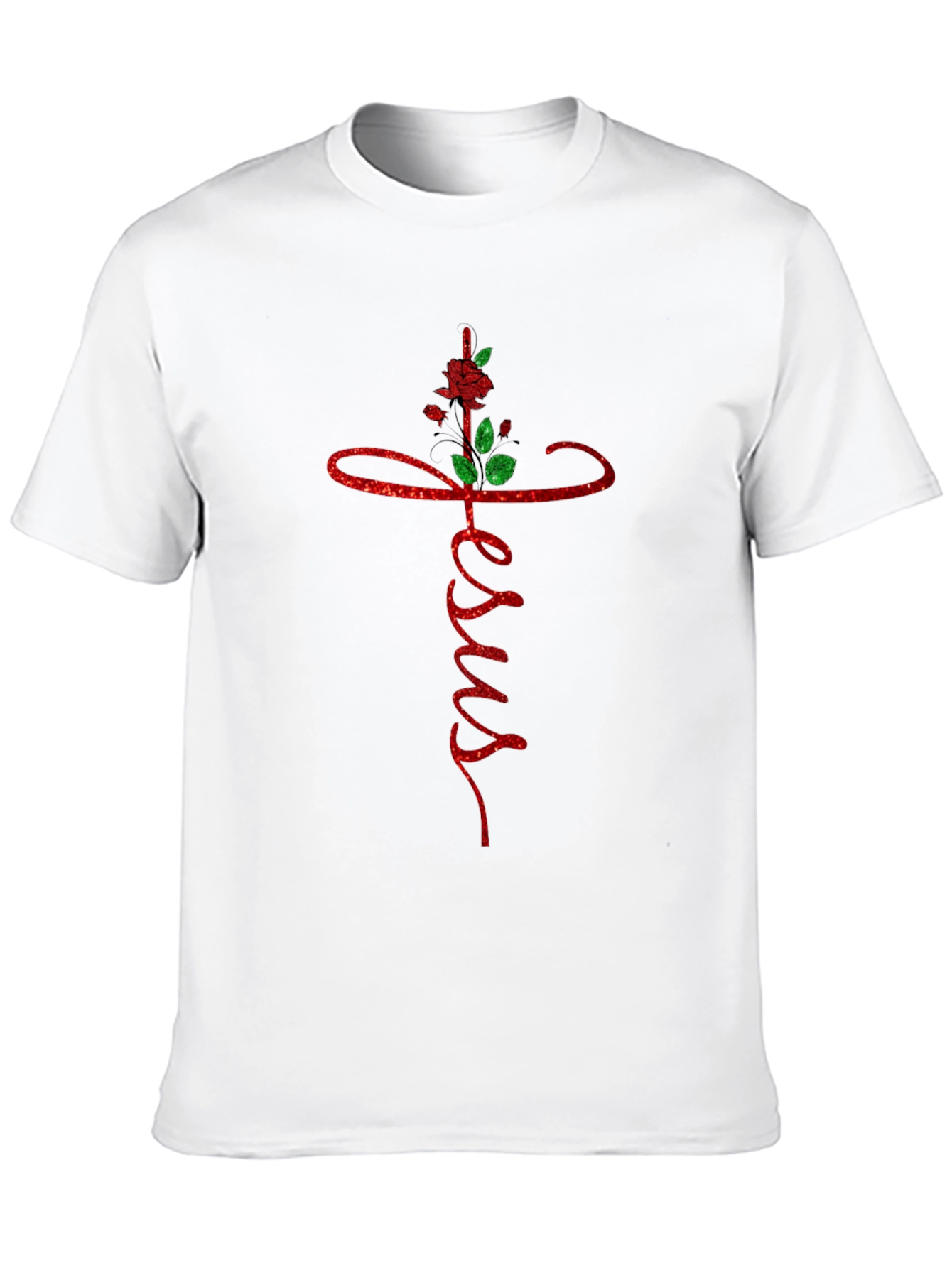 Jesus Cross Rose Graphic Tee - Black