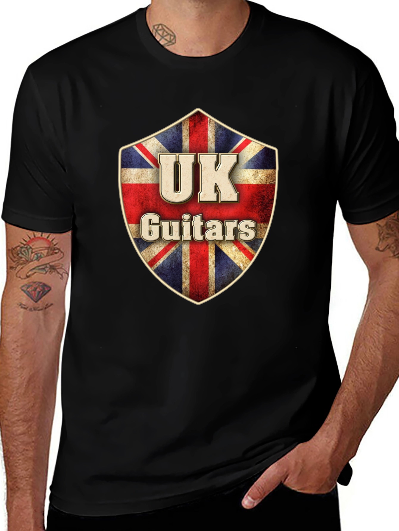 UK Guitars Union Jack Shield T-Shirt