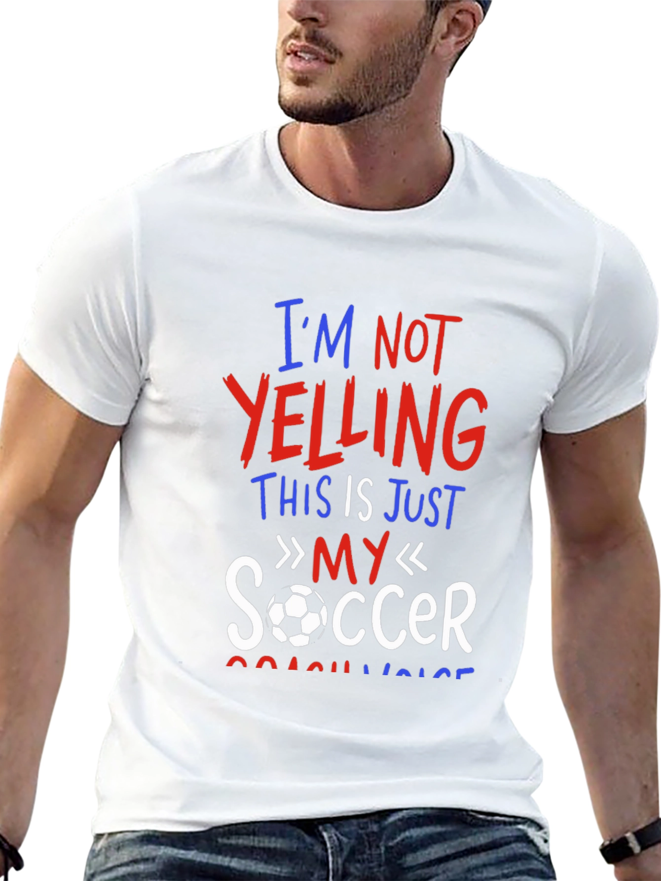 Funny Soccer Coach T-Shirt - Im Not Yelling!
