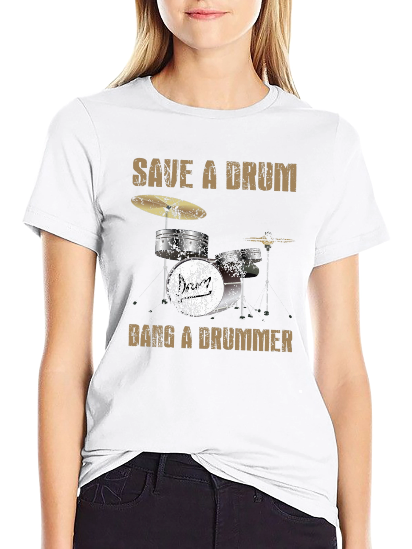 Save a Drum Bang a Drummer Graphic T-Shirt