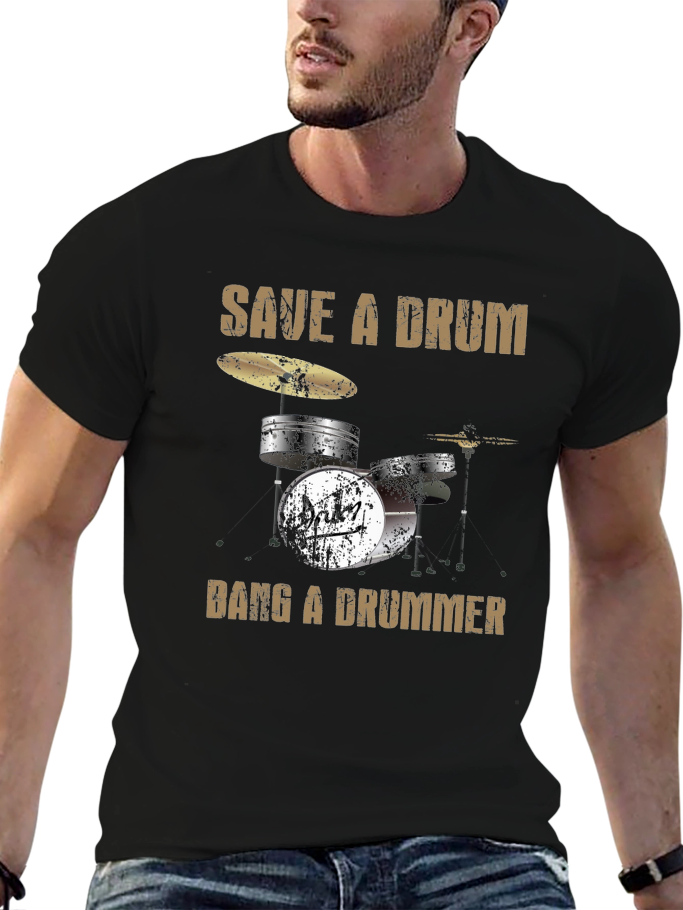 Save a Drum Bang a Drummer Graphic T-Shirt
