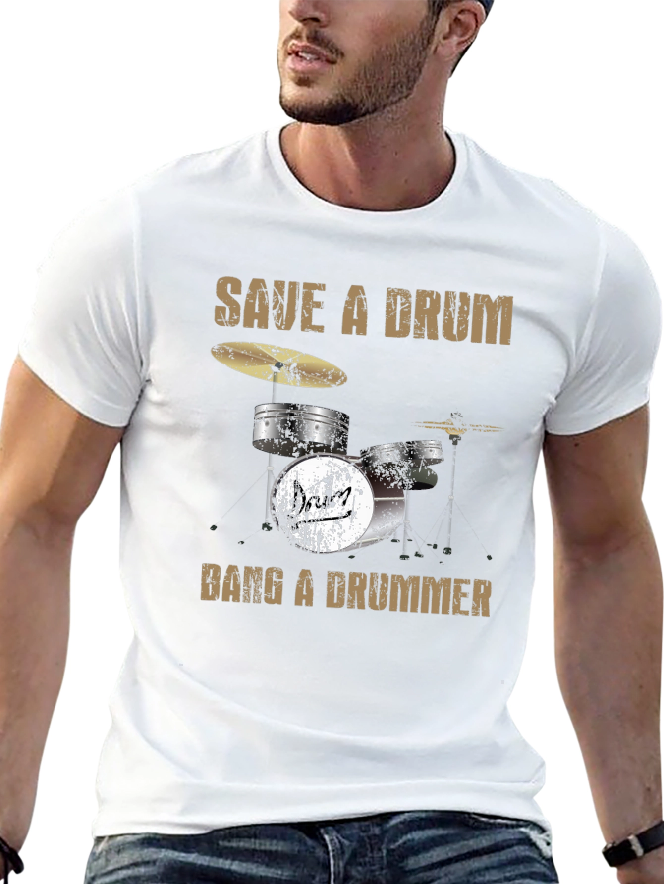 Save a Drum Bang a Drummer Graphic T-Shirt