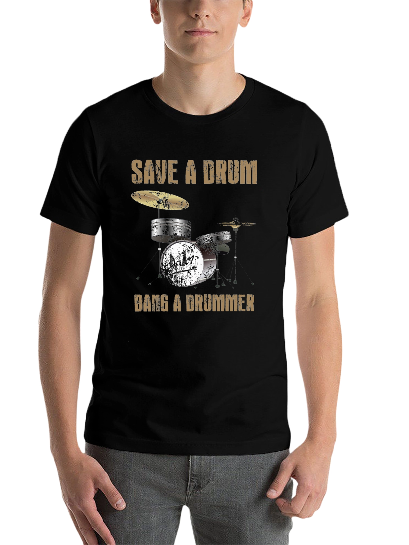 Save a Drum Bang a Drummer Graphic T-Shirt