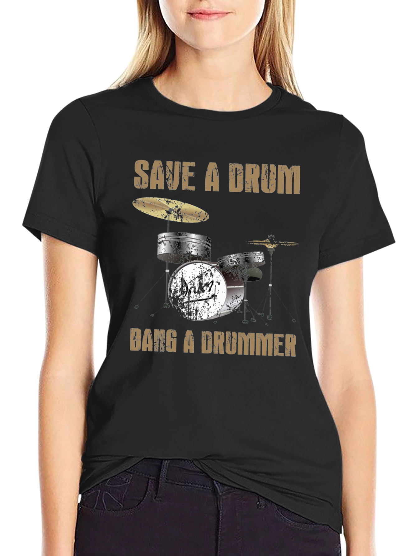 Save a Drum Bang a Drummer Graphic T-Shirt