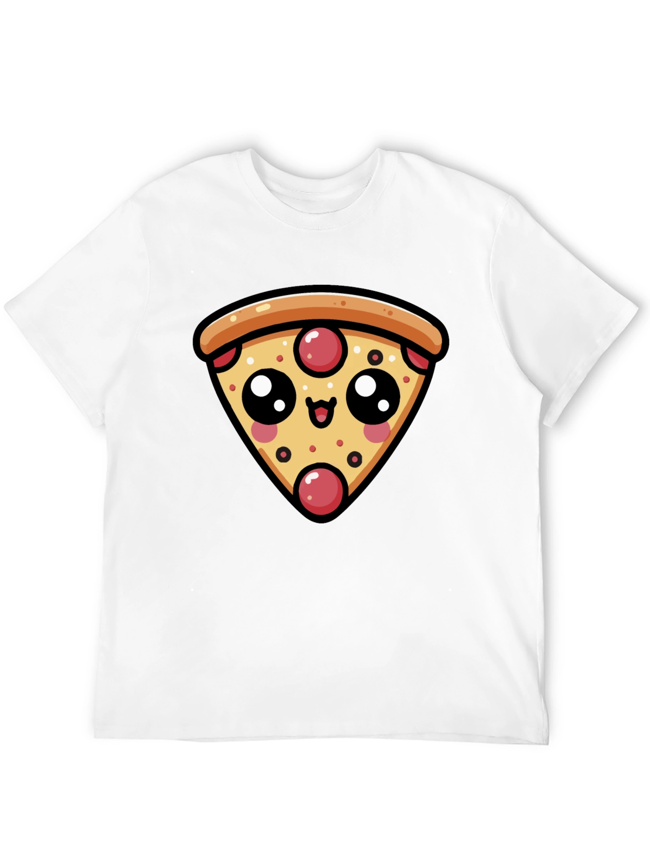 Cute Pizza Slice Graphic Black T-Shirt