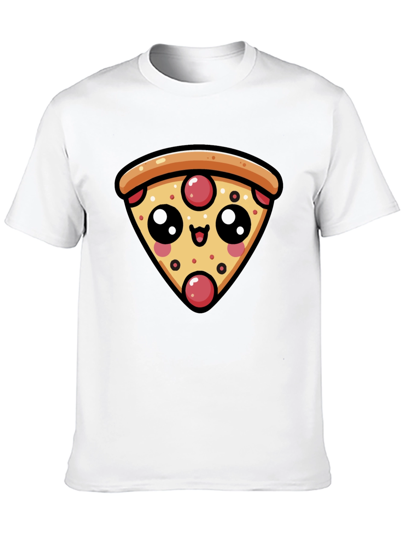 Cute Pizza Slice Graphic Black T-Shirt